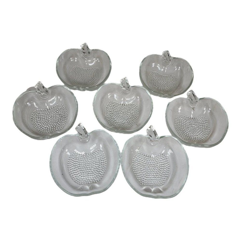 Set lot 7 Vintage Glass APPLE DESSERT Nut Candy BOWLS Dishes Candy Ramekin